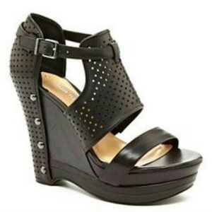Black Gianni Bini Jaynie Wedge Sandals